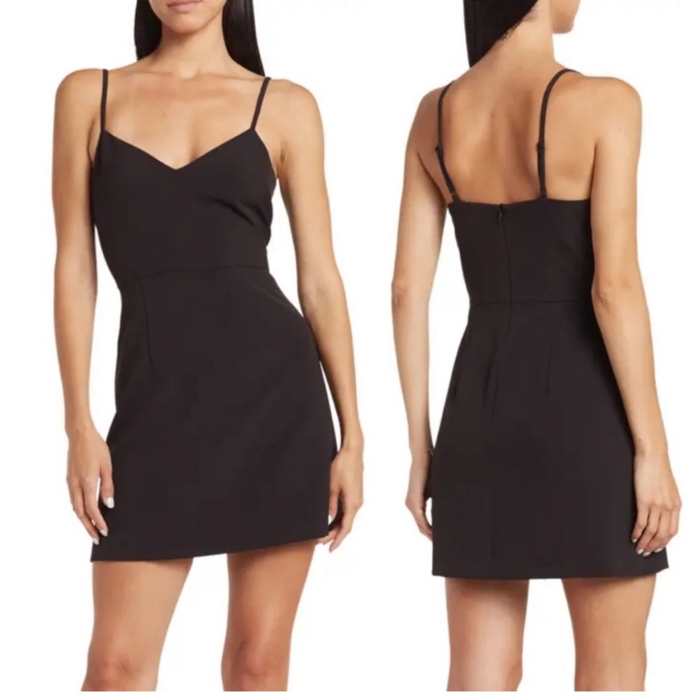 French Connection Whisper V-Neck Minidress - Black Sz 6